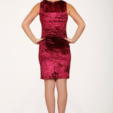 Crushed Velvet Wiggle Dress in Wine