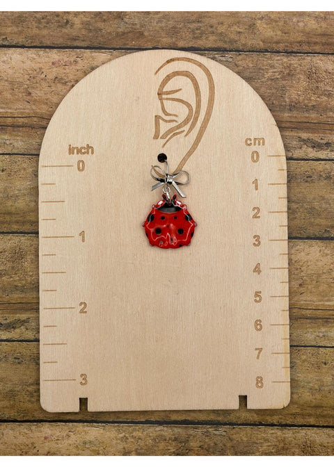 Lady Bug Dangle Earrings with Bow