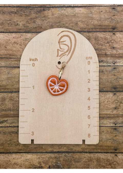 Fruit Slice Heart Hoop Earrings: Orange, Lemon or Lime