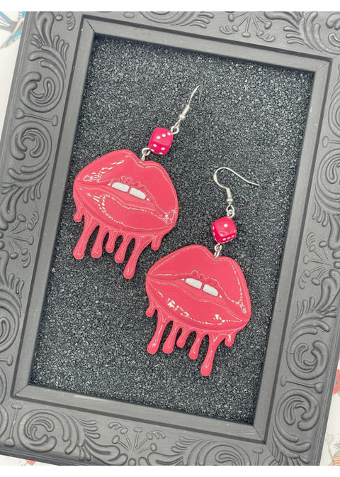 Tattoo Love Drippy Lips Earrings