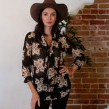 Anjelica Tie Front Top in Liza Flora