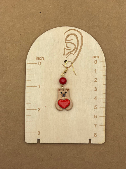 Holiday Lovie Bear with Heart Earrings