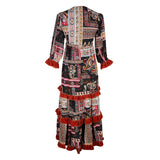 Ophelia Velvet Ruffle Maxi Dress in Lucia Cinnabar
