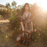 Ophelia Velvet Ruffle Maxi Dress in Lucia Cinnabar
