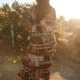 Ophelia Velvet Ruffle Maxi Dress in Lucia Cinnabar