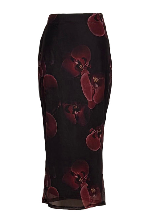 Lucy Pencil Skirt in Black Orchid