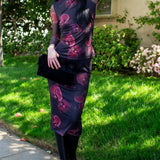 Lucy Pencil Skirt in Black Orchid