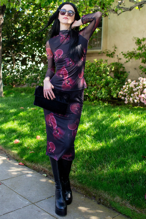 Lucy Pencil Skirt in Black Orchid