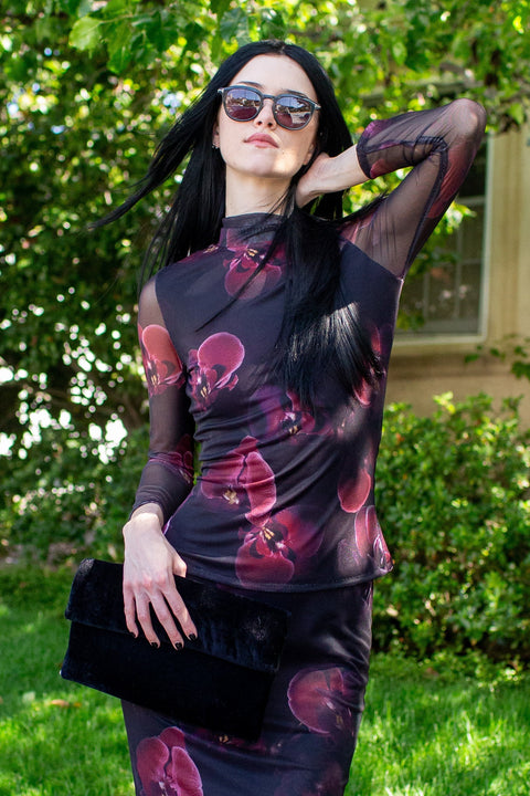 Lucy Long Sleeve Top in Black Orchid