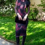 Lucy Pencil Skirt in Black Orchid