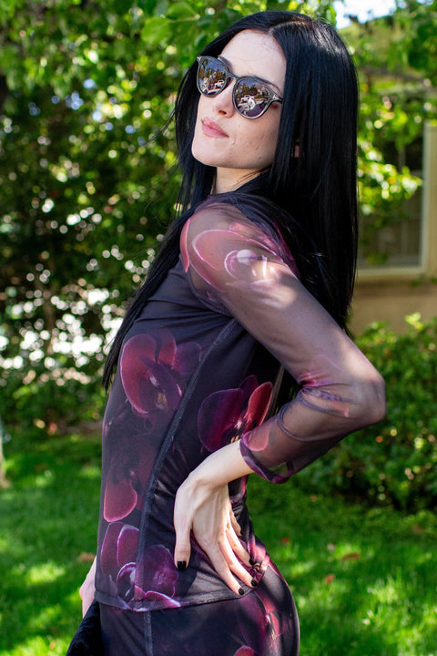 Lucy Long Sleeve Top in Black Orchid