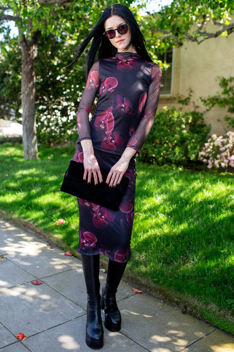 Lucy Pencil Skirt in Black Orchid