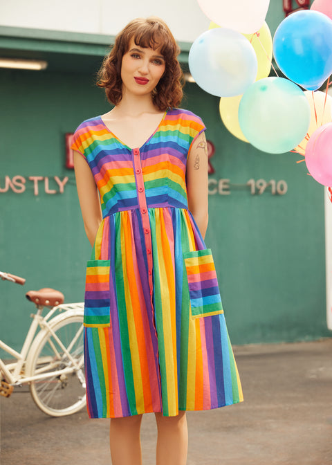 PRESALE More Is More Rainbow Stripe Dress