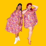 Groovy Mushrooms Midi Pocket Caftan in Sunset