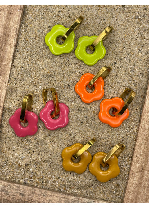 Mod Flower Huggie Hoop Earrings