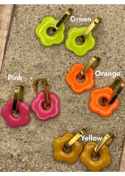 Mod Flower Huggie Hoop Earrings