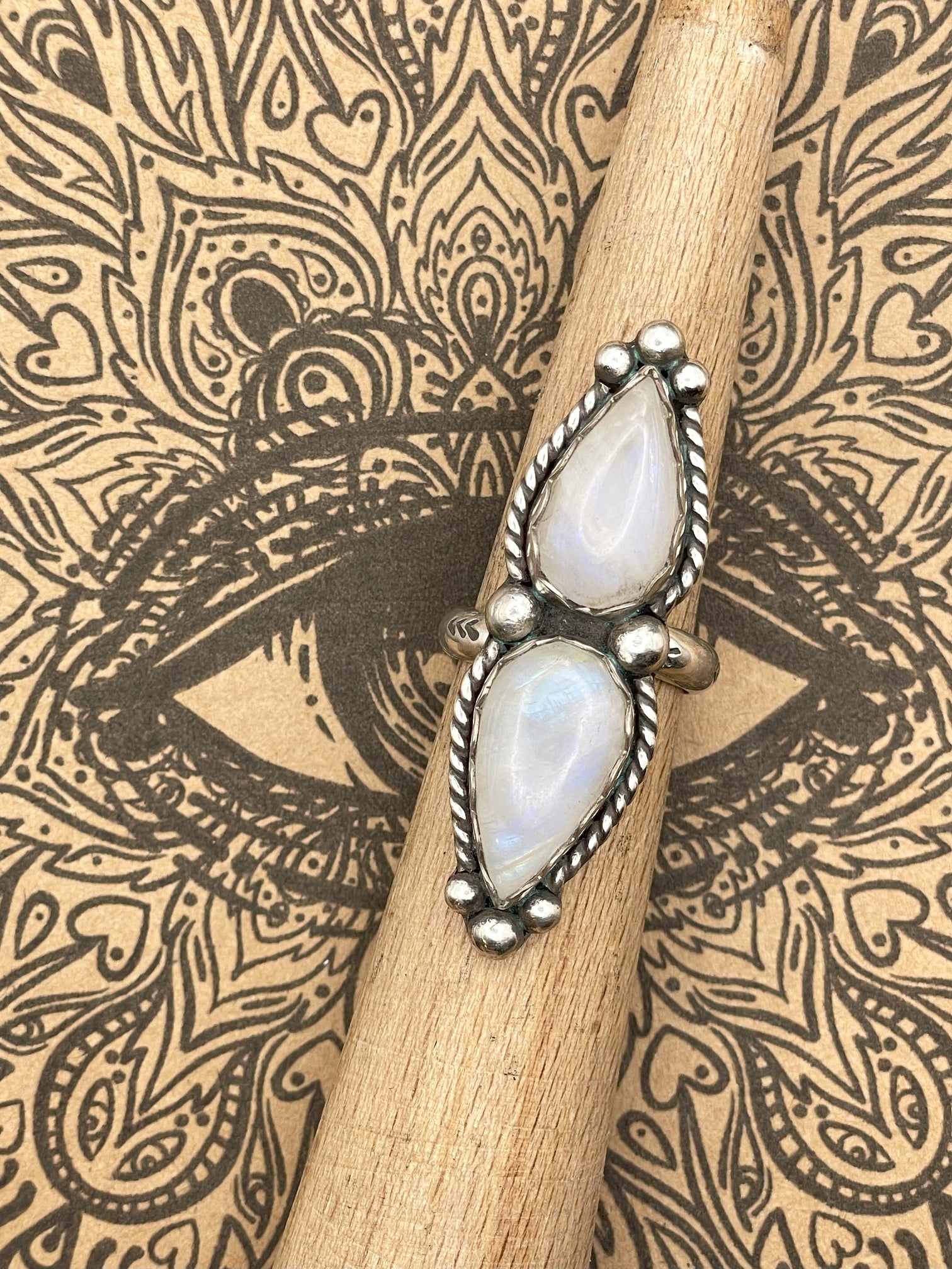 Sterling Silver Double Stone Moonstone Ring
