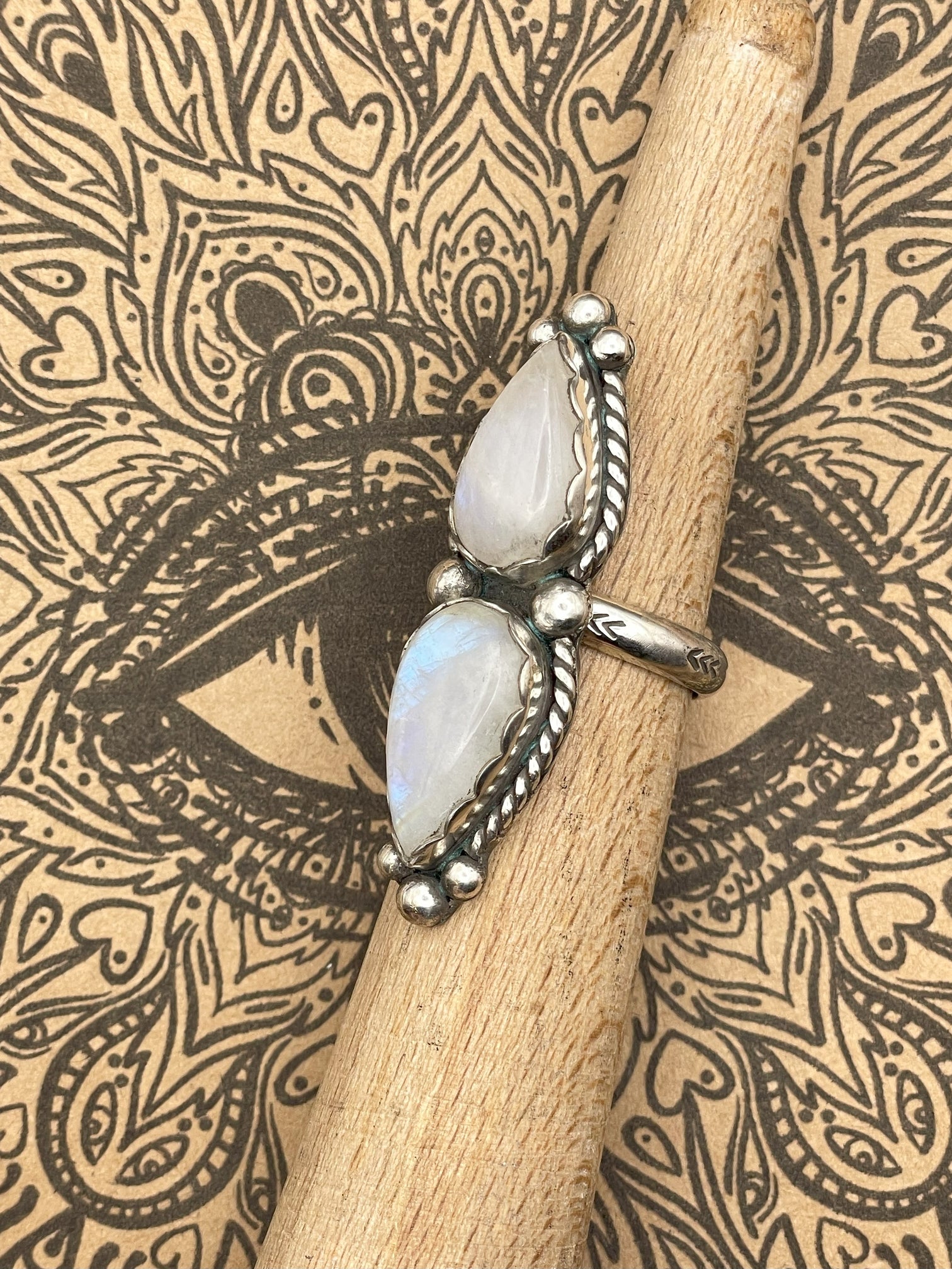 Sterling Silver Double Stone Moonstone Ring