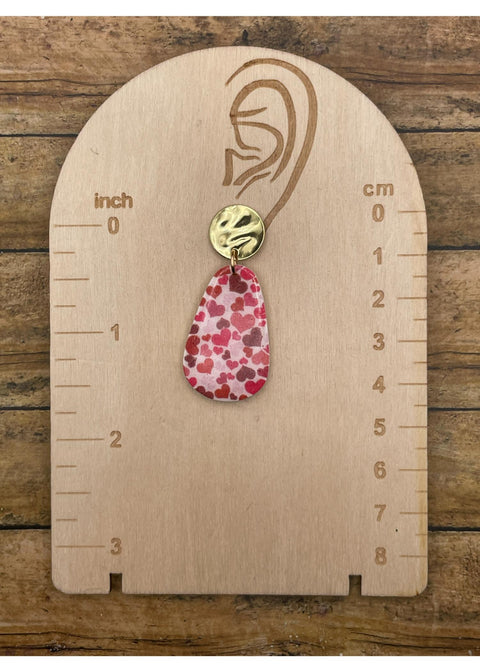Heart Printed Teardrop Dangle Earrings