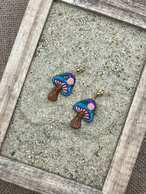 Groovy Mushrooms with Flowers Earrings