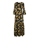Imogen 1-Tier Ruffle Maxi Dress in Marigold Blossom