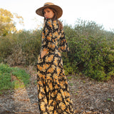 Imogen 1-Tier Ruffle Maxi Dress in Marigold Blossom
