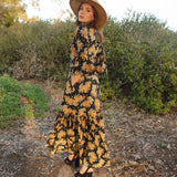 Imogen 1-Tier Ruffle Maxi Dress in Marigold Blossom