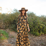 Imogen 1-Tier Ruffle Maxi Dress in Marigold Blossom