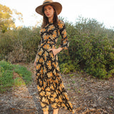 Imogen 1-Tier Ruffle Maxi Dress in Marigold Blossom