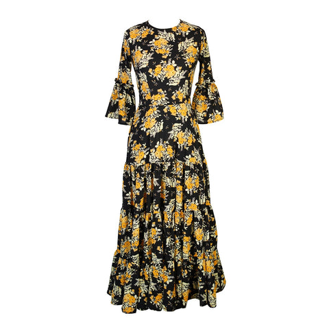 Imogen Petite 3-tier Ruffle Dress in Marigold Blossom