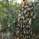 Imogen Petite 3-tier Ruffle Dress in Marigold Blossom