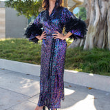 Marlene Wrap Dress in Black Amethyst