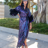 Marlene Wrap Dress in Black Amethyst