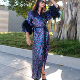 Marlene Wrap Dress in Black Amethyst