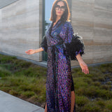 Marlene Wrap Dress in Black Amethyst