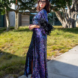 Marlene Wrap Dress in Black Amethyst