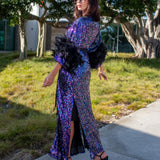 Marlene Wrap Dress in Black Amethyst