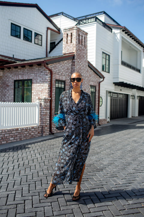 Marlene Wrap Dress in Mimosa Azul