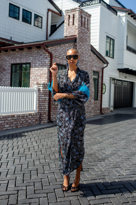 Marlene Wrap Dress in Mimosa Azul