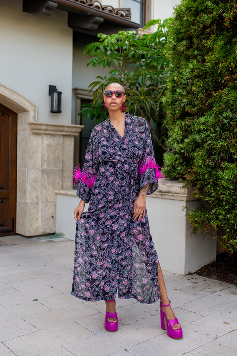 Marlene Wrap Dress in Mimosa Pink
