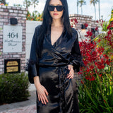 Marlene Wrap Dress in Obsidian Sheen