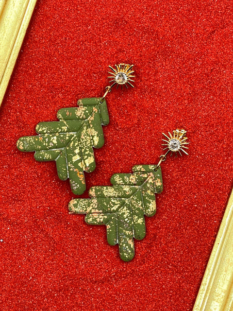 Gold Sparkle Tree Earrings