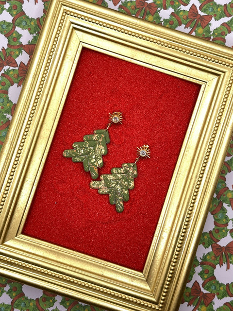 Gold Sparkle Tree Earrings