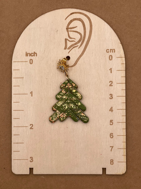 Gold Sparkle Tree Earrings