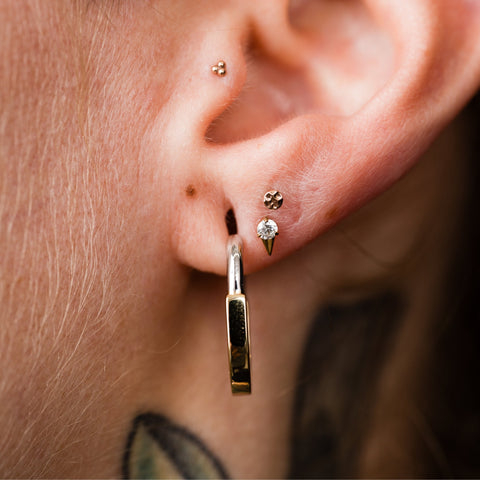 Mixed Metal Sterling Silver Huggie Hoop Earrings