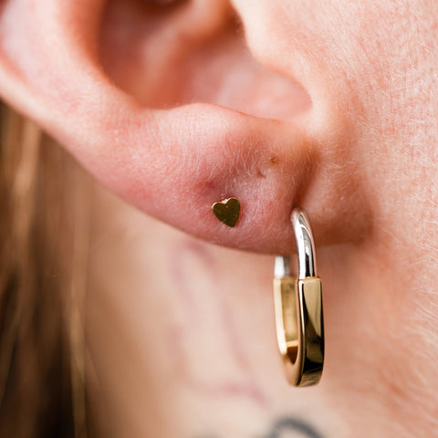 Mixed Metal Sterling Silver Huggie Hoop Earrings