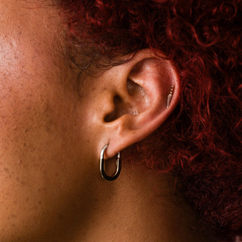 Mixed Metal Sterling Silver Huggie Hoop Earrings