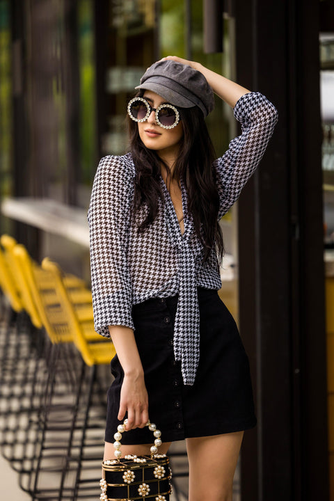 Anjelica Tie Front Top in Mod Moment