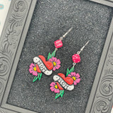Tattoo - Mom Heart Earrings with Dice Detail: Handmade Polymer Clay
