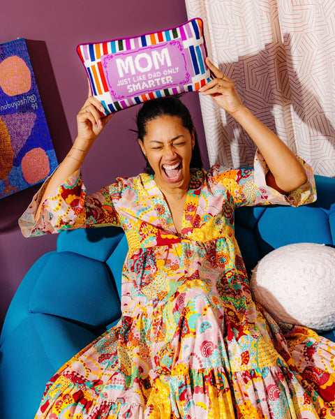 Needlepoint Pillow - Mom: Just Like Dad Only Smarter